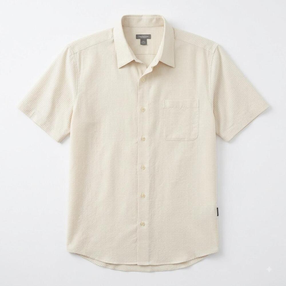 Van Huesen Tailored Trail Men's Short-Sleeve Woven Button-Down Shirt